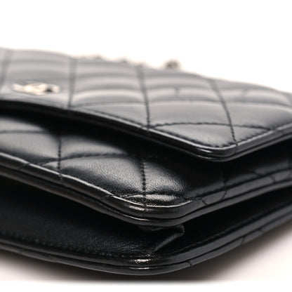 Chanel Lambskin Quilted Wallet On Chain WOC Black 11 of 12