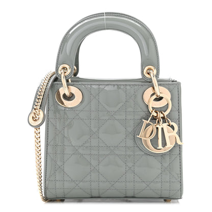 Christian Dior Patent Cannage Mini Lady Dior Grey Stone 1 of 11