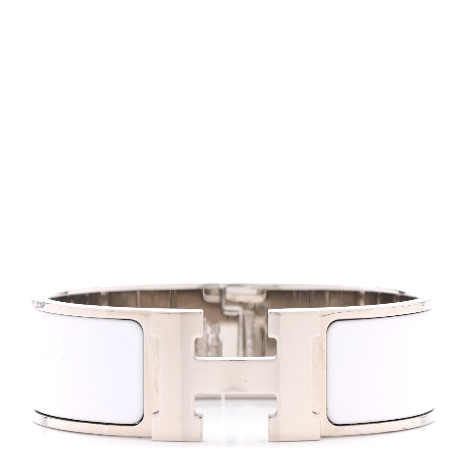 Hermes Enamel Wide Clic Clac H Bracelet GM White 1 of 5