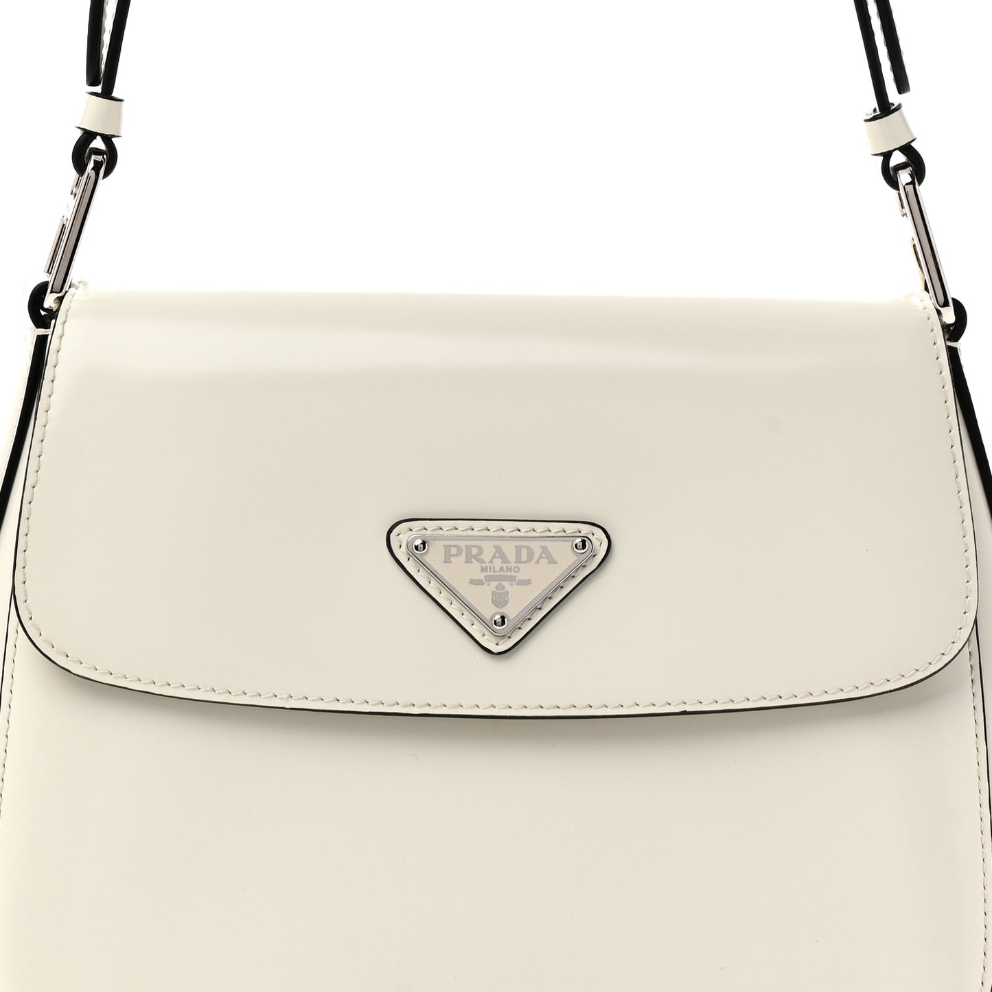 Spazzolato Cleo Flap Adjustable Strap Shoulder Bag White