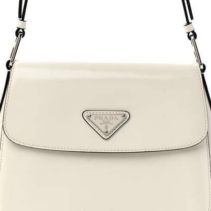 Prada Spazzolato Cleo Flap Adjustable Strap Shoulder Bag White 7 of 9