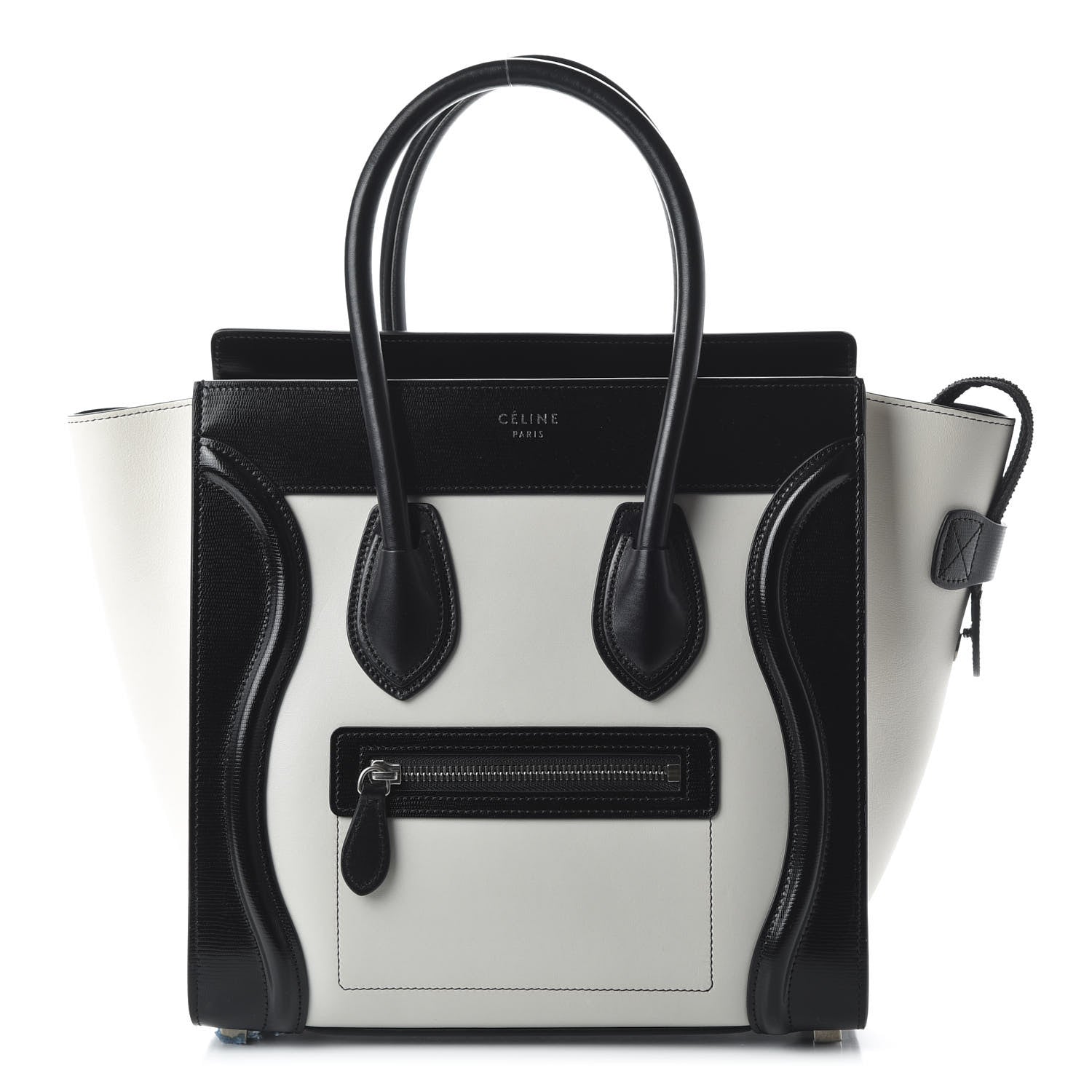 Celine Sleek Calfskin Micro Bi-Color Luggage Black White 1 of 9