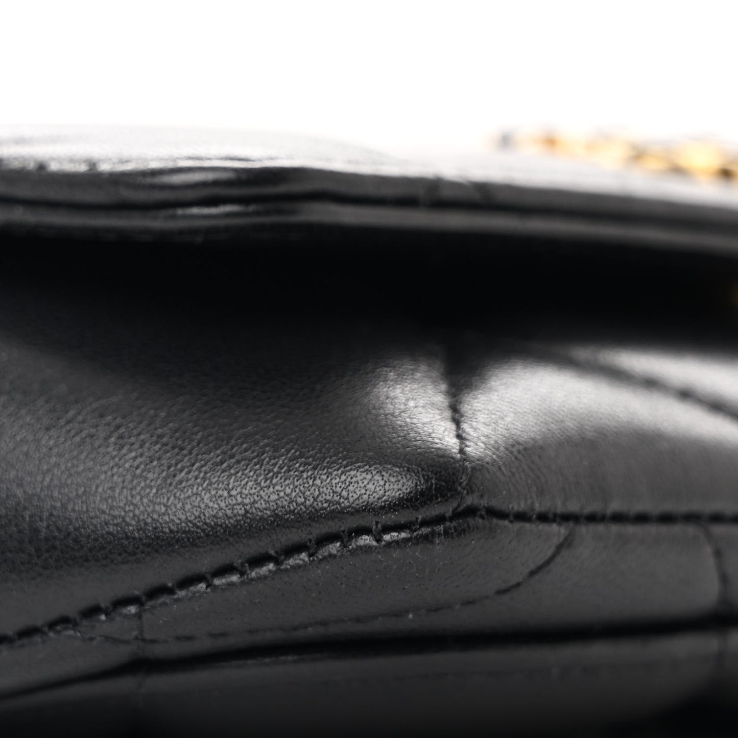 Goatskin Quilted Chanel 19 Glasses Case With Chain Black