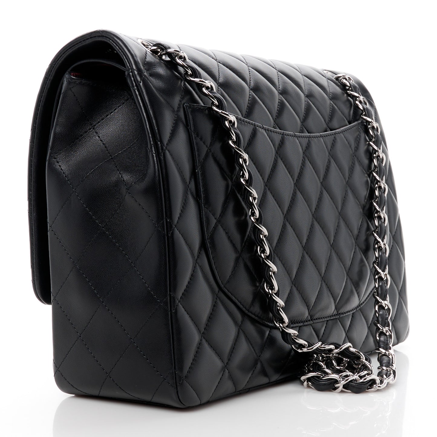 Lambskin Quilted Maxi Double Flap Black