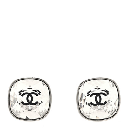 Chanel Crystal CC Clip On Earrings Silver Silver 1 of 4