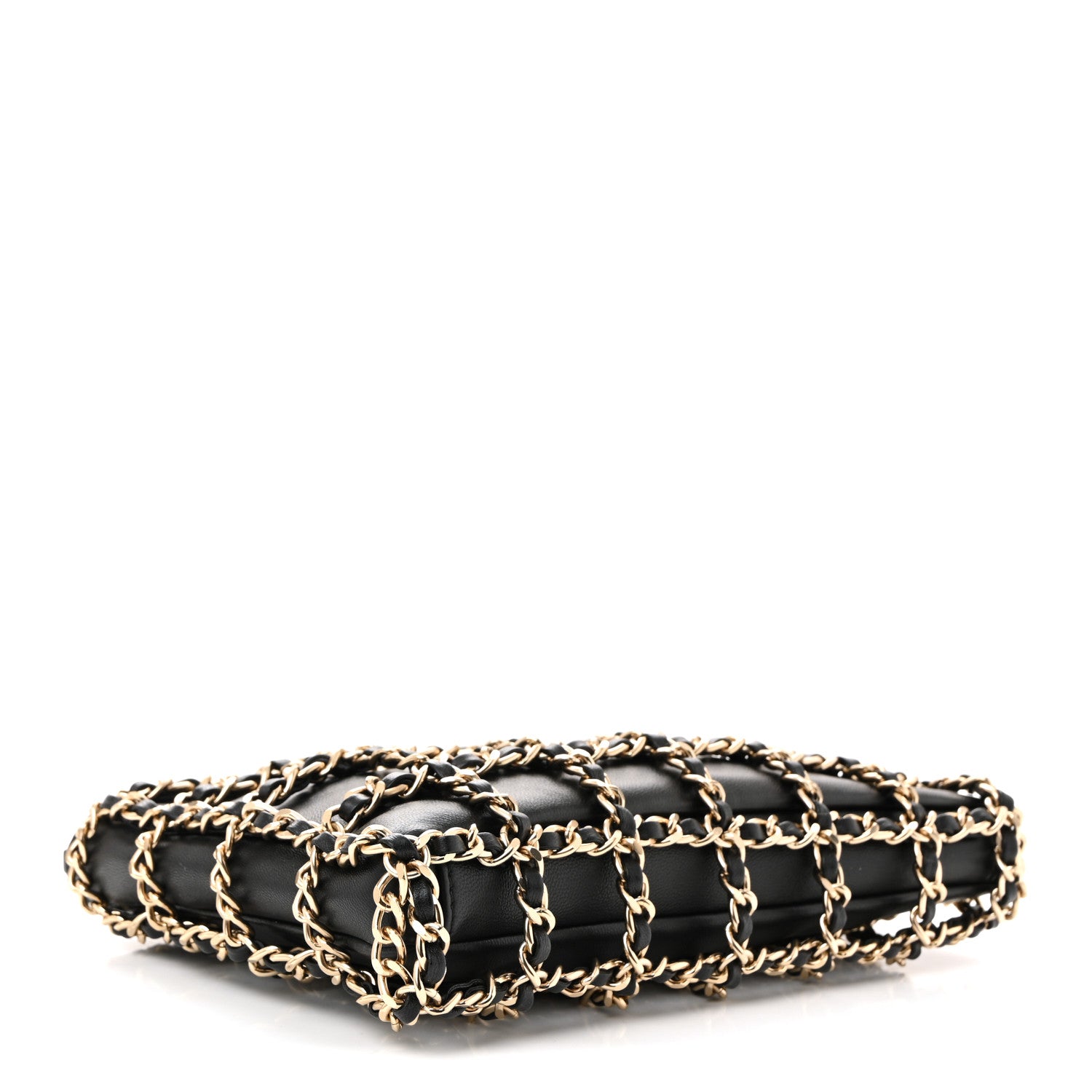 Chanel Lambskin Chain Frame Shoulder Bag Black 4 of 10