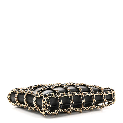 Chanel Lambskin Chain Frame Shoulder Bag Black 4 of 10