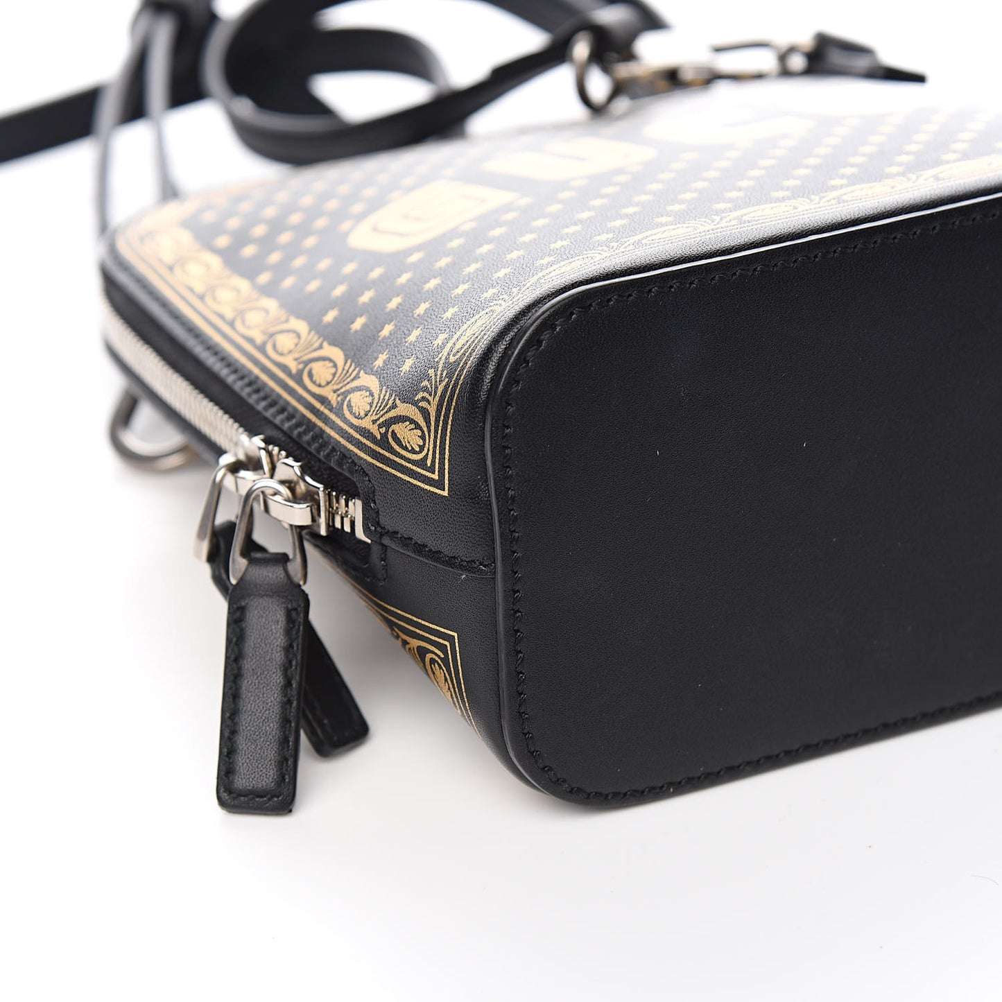 X SEGA Calfskin GUCCY Stars Mini Dome Shoulder Bag Black Gold