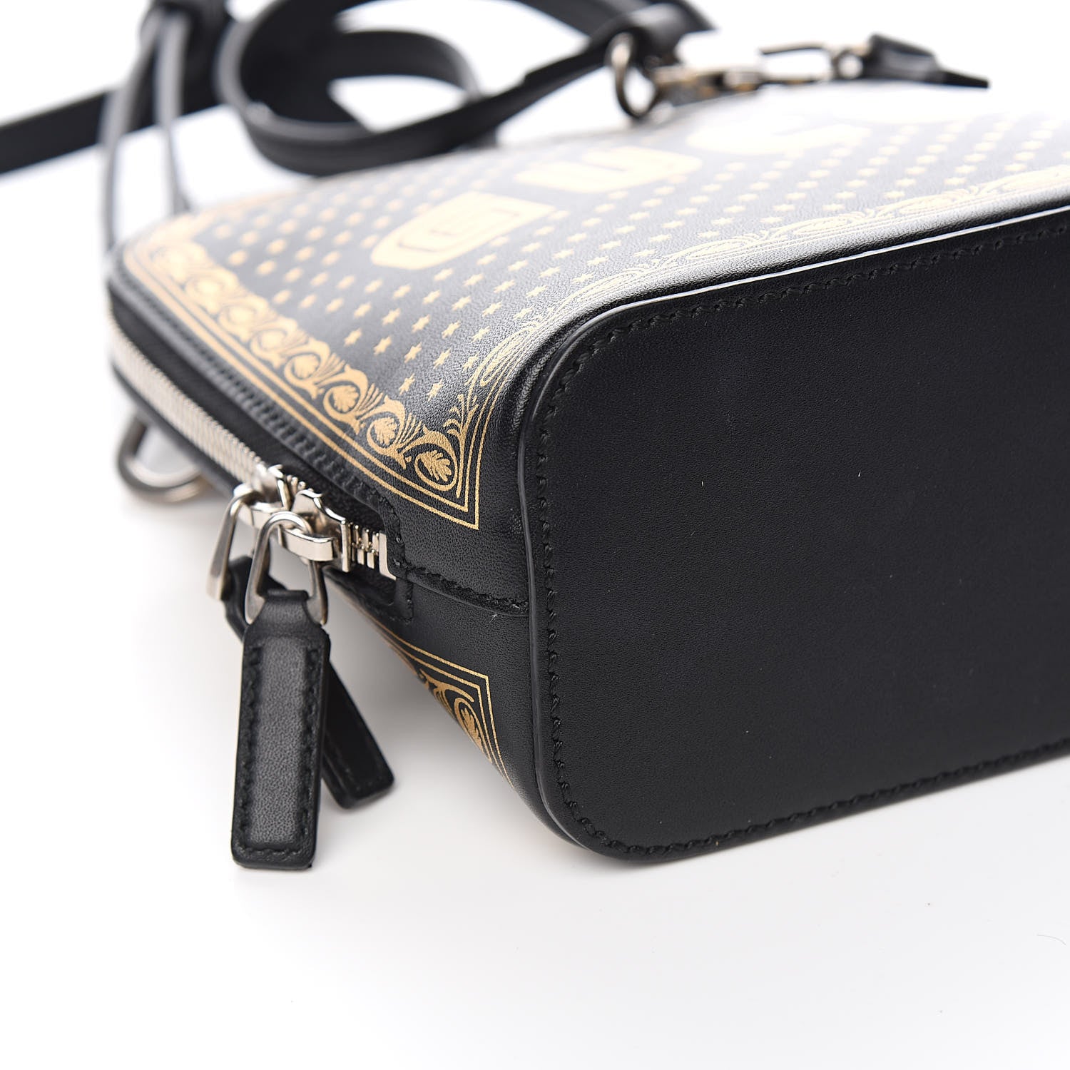 Gucci X SEGA Calfskin GUCCY Stars Mini Dome Shoulder Bag Black Gold 8 of 10