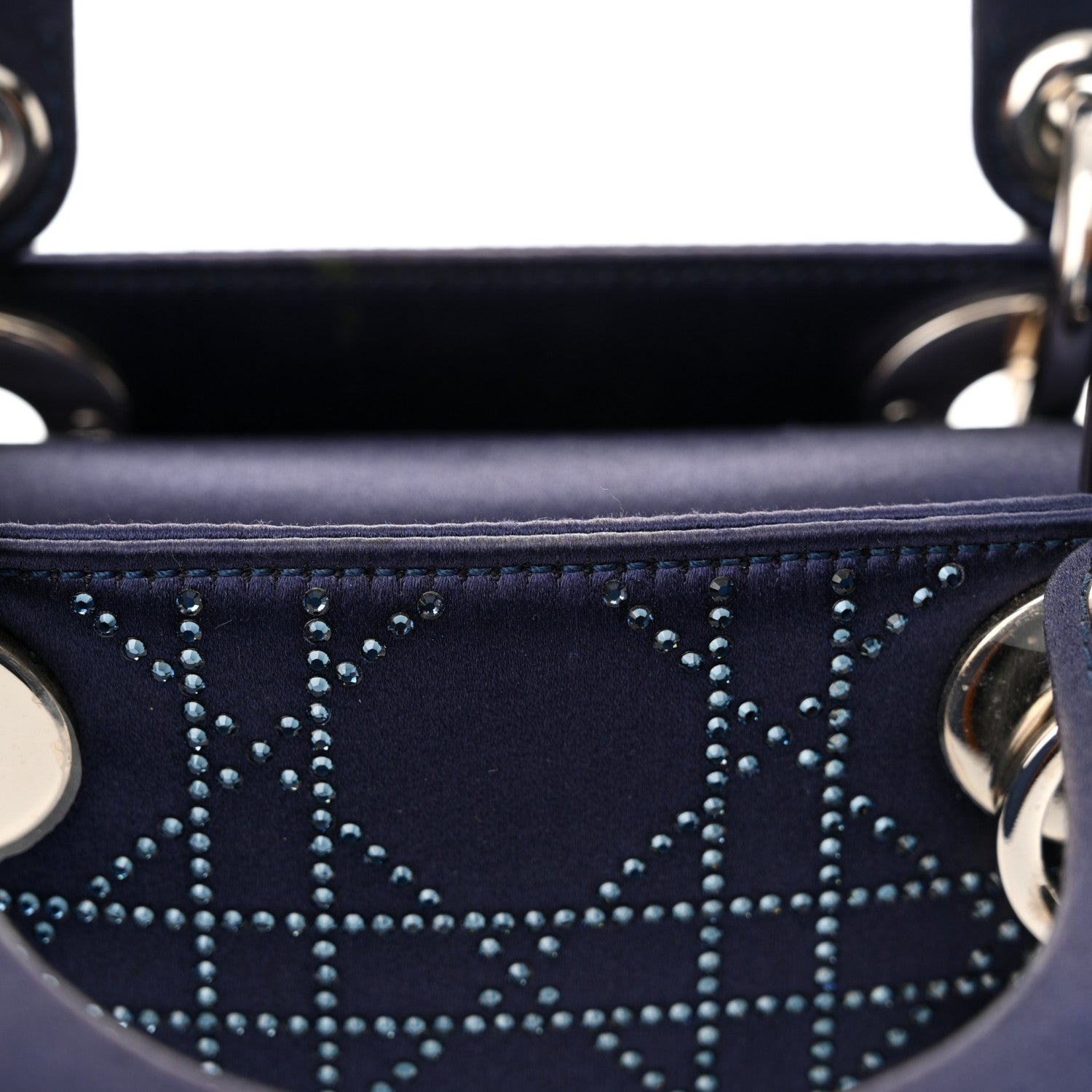 Christian Dior Satin Crystal Cannage Mini Lady Dior Navy 13 of 16