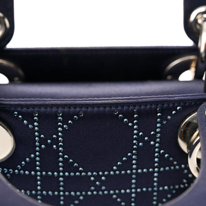 Christian Dior Satin Crystal Cannage Mini Lady Dior Navy 13 of 16