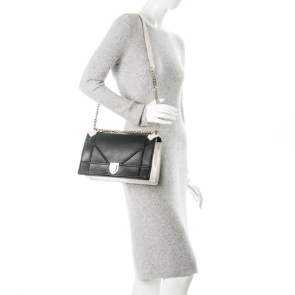 Christian Dior Lambskin Python Large Diorama Flap Bag Black White 2 of 8