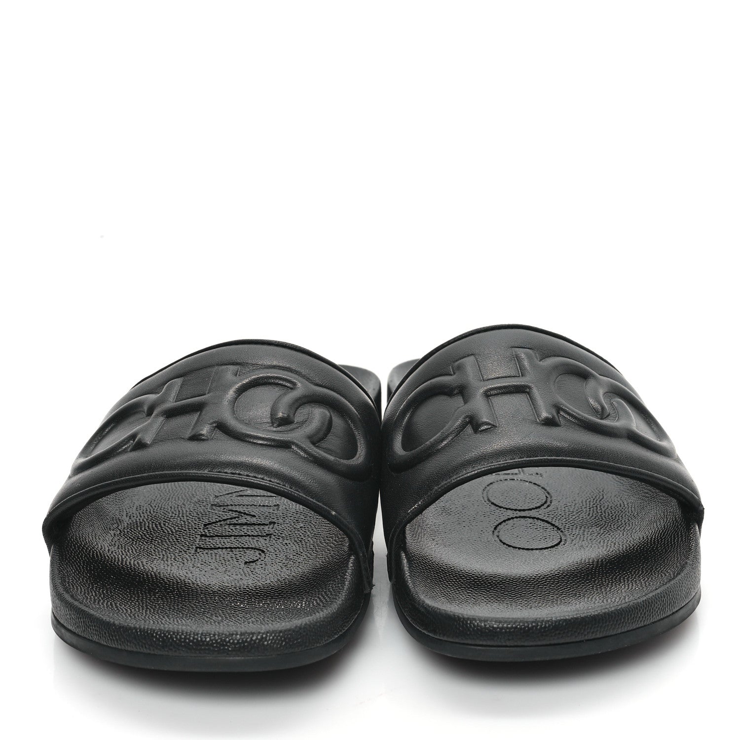 Jimmy Choo Nappa Embossed Logo Azari Slide Sandals 40 Black 3 of 10
