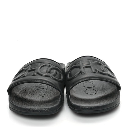 Jimmy Choo Nappa Embossed Logo Azari Slide Sandals 40 Black 3 of 10