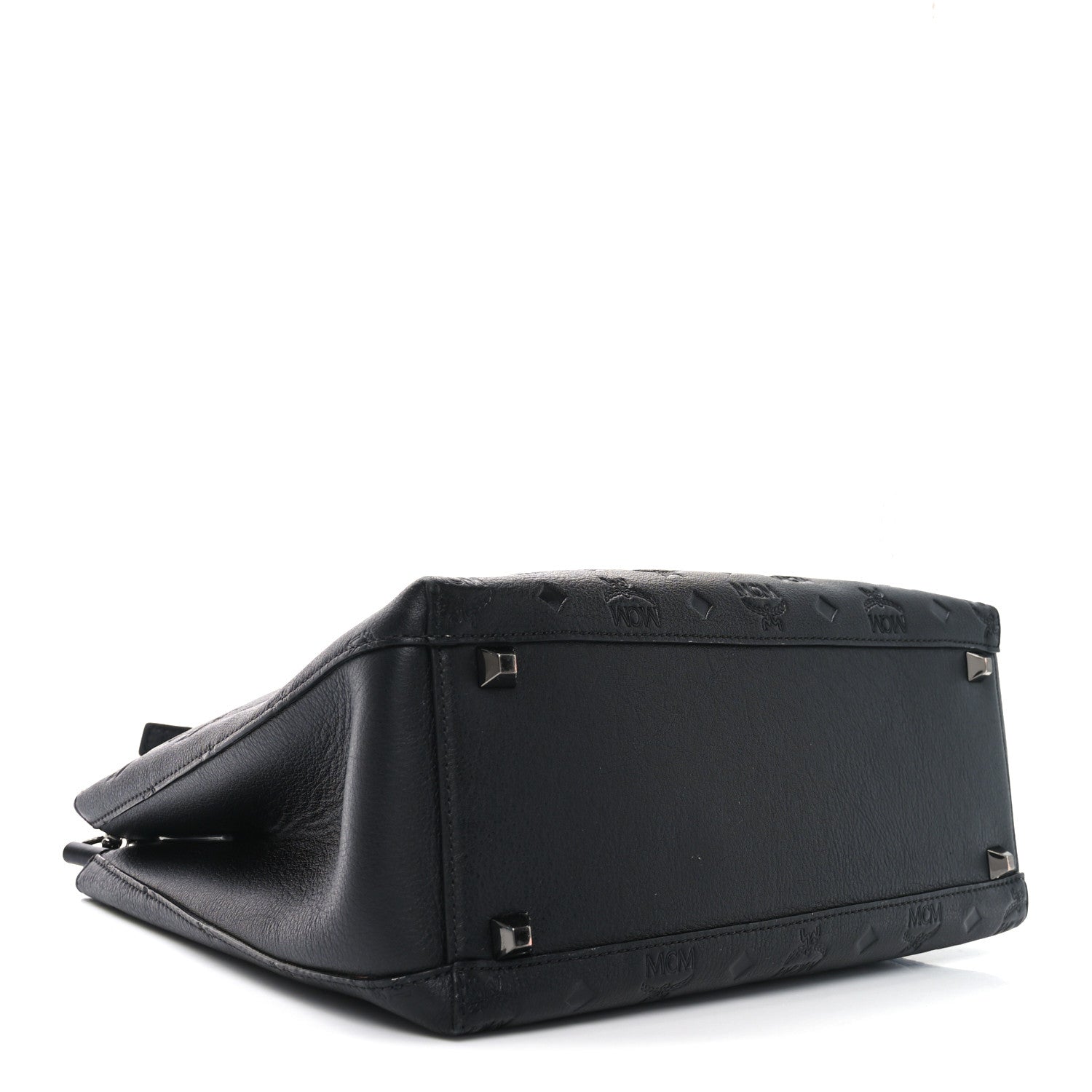 MCM Calfskin Ottomar Monogram Sarah Convertible Hobo Black 4 of 10