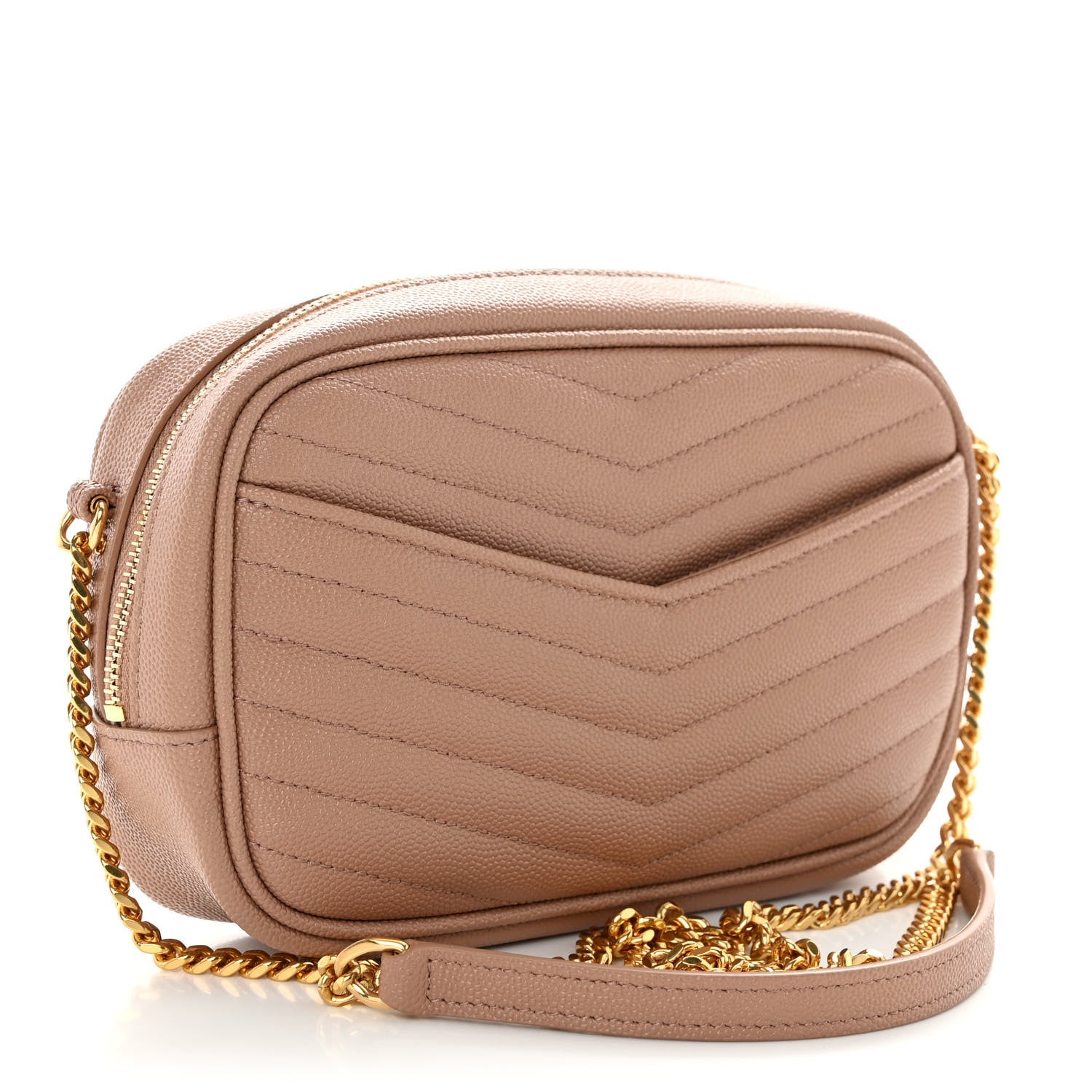 Saint Laurent Grain De Poudre Matelasse Monogram Mini Lou Camera Bag Vintage Peach 3 of 10