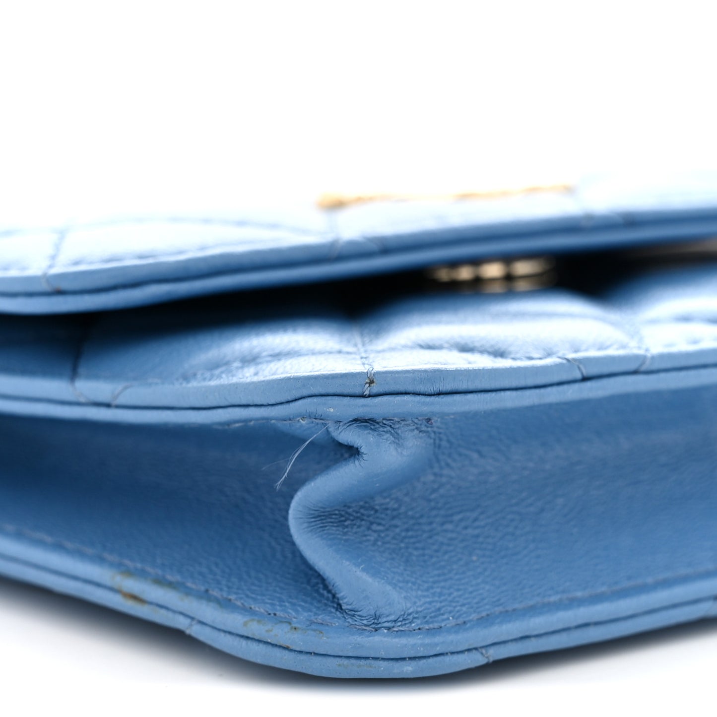 Shiny Lambskin Ribbon Quilted Flap Belt Bag Blue