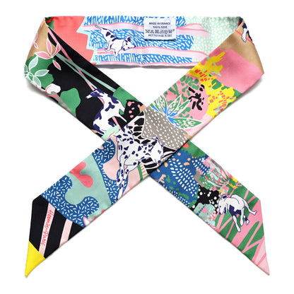 Hermes Silk En Liberte Twilly Rose Vert Bleu 1 of 4