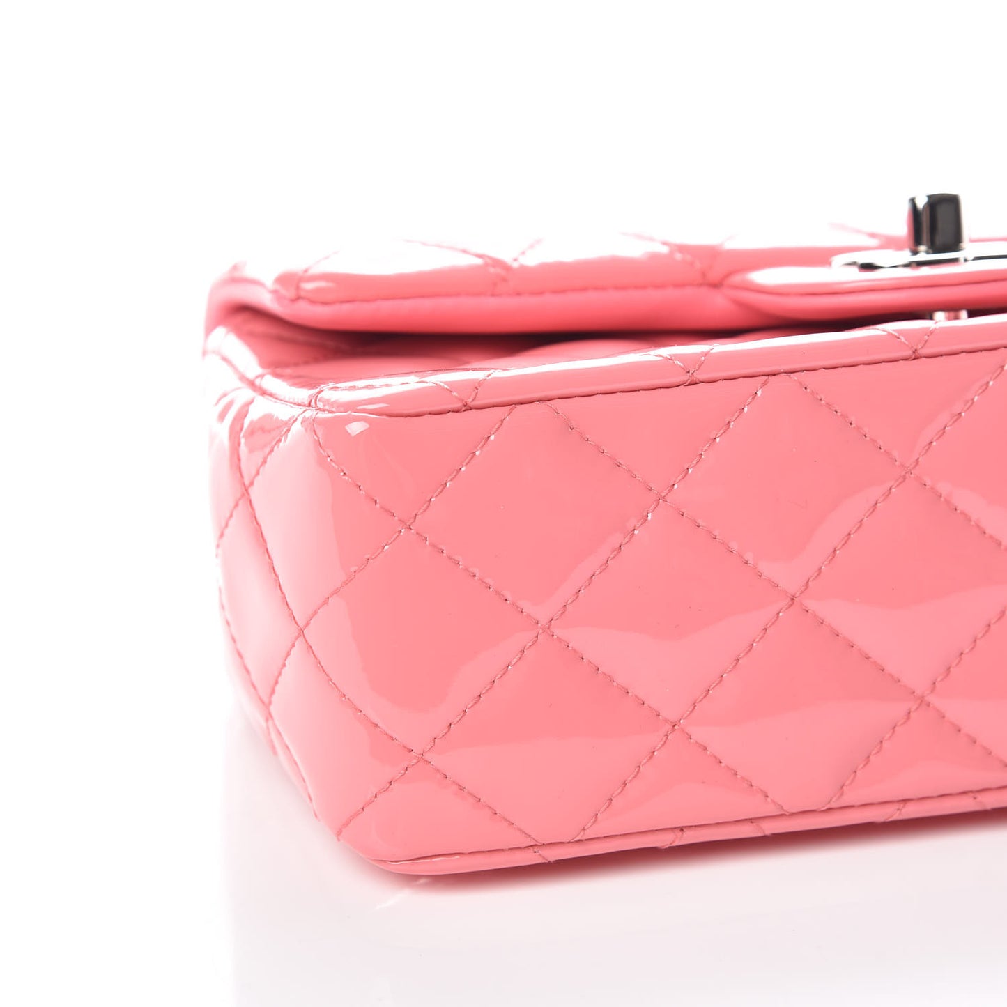 Patent Calfskin Quilted Mini Rectangular Flap Pink