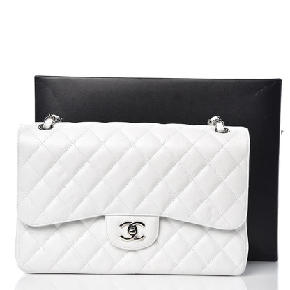 Chanel Caviar Quilted Jumbo Double Flap White 8 of 9