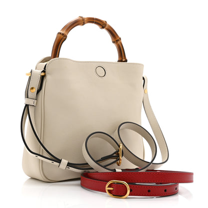 Gucci Softy Wonka Textured Dollar Calfskin Small Diana Shoulder Bag Mystic White Hibiscus Red 3 of 11