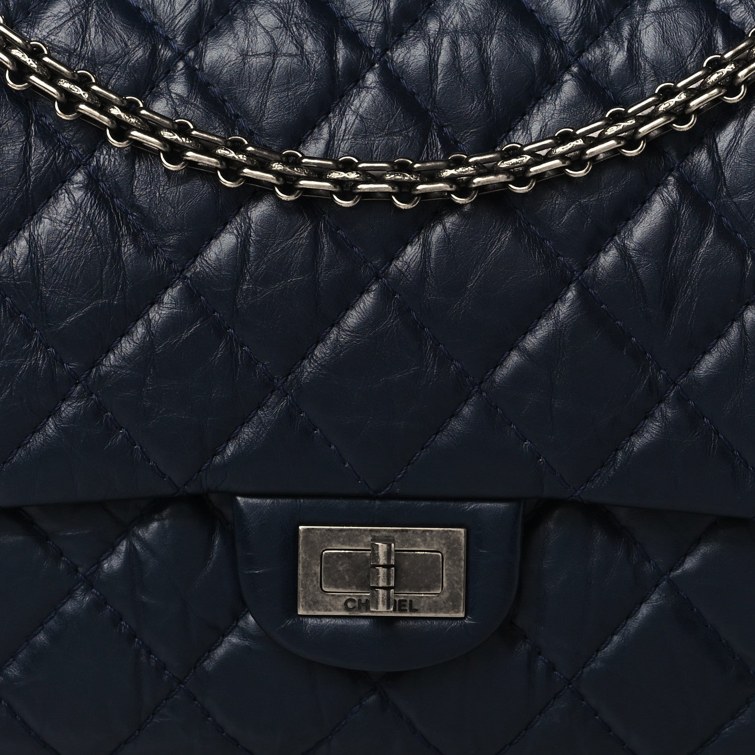 Chanel Aged Calfskin Quilted 2.55 Reissue 226 Flap Navy Blue 8 of 10