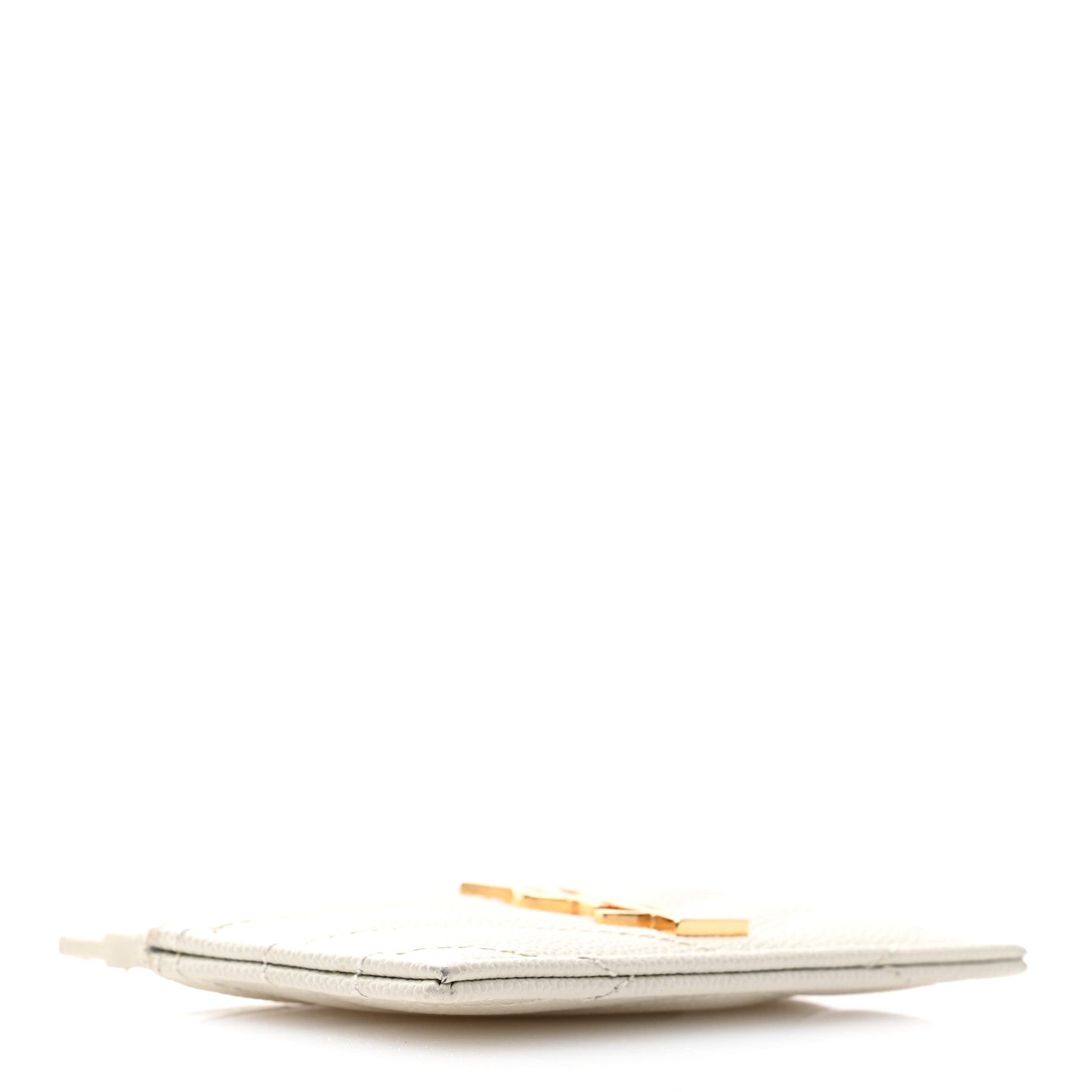 Saint Laurent Grain De Poudre Matelasse Chevron Monogram Credit Card Case Crema Soft 4 of 9