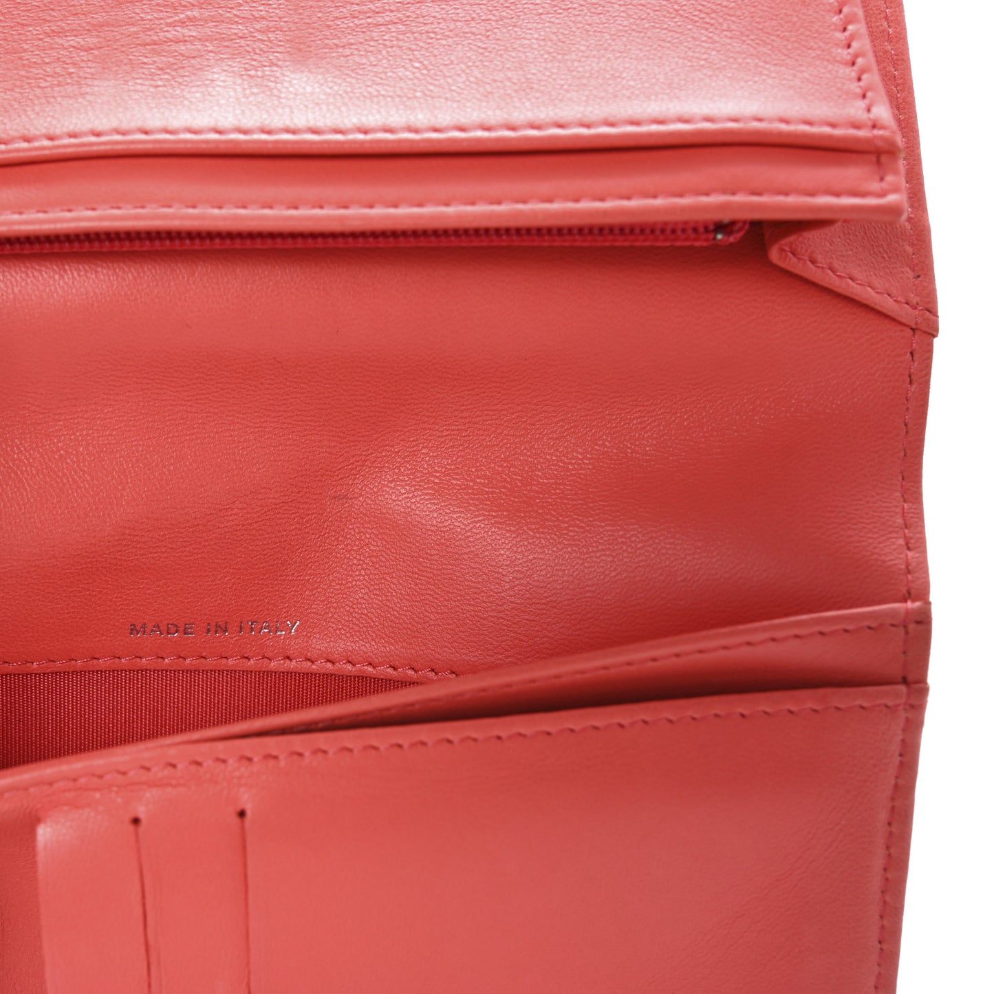 Lambskin Camellia Embossed Yen Wallet Pink