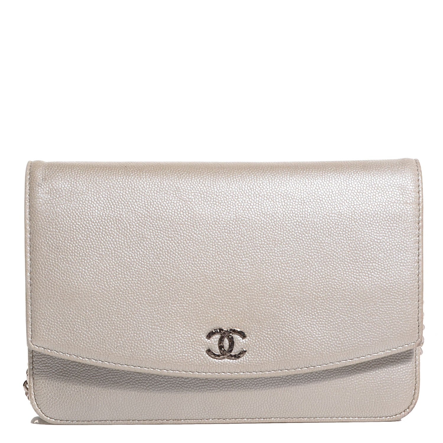 Chanel Caviar Sevruga Wallet on Chain WOC Pearl 1 of 9
