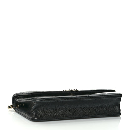 Chanel Caviar Quilted Crystal CC Wallet On Chain WOC Black 4 of 11