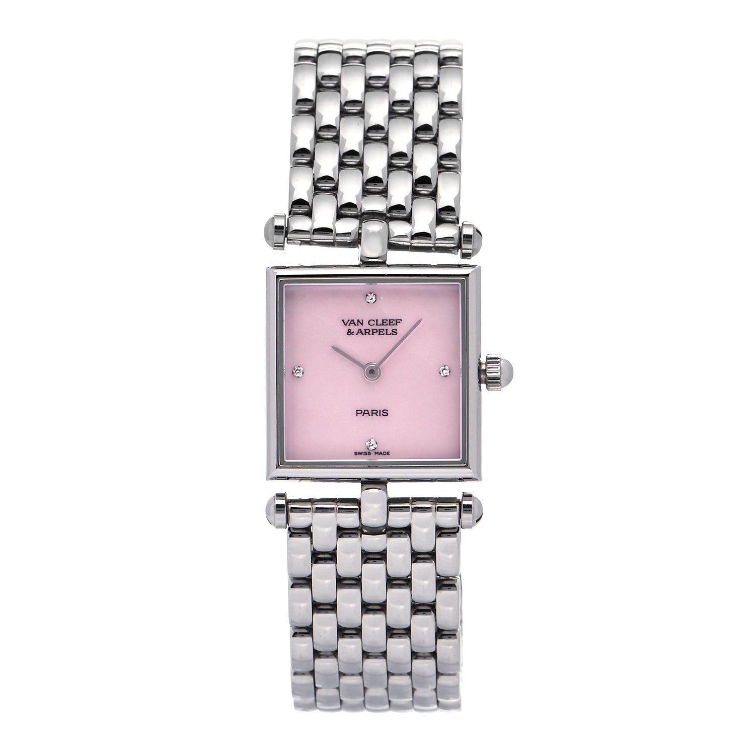 Van Cleef & Arpels Stainless Steel Diamond Pink Mother of Pearl 20mm Classique Quartz Watch 1 of 5