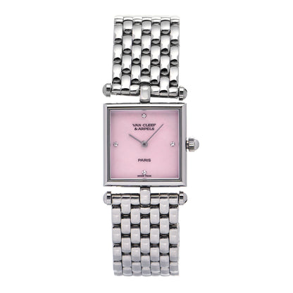 Van Cleef & Arpels Stainless Steel Diamond Pink Mother of Pearl 20mm Classique Quartz Watch 1 of 5