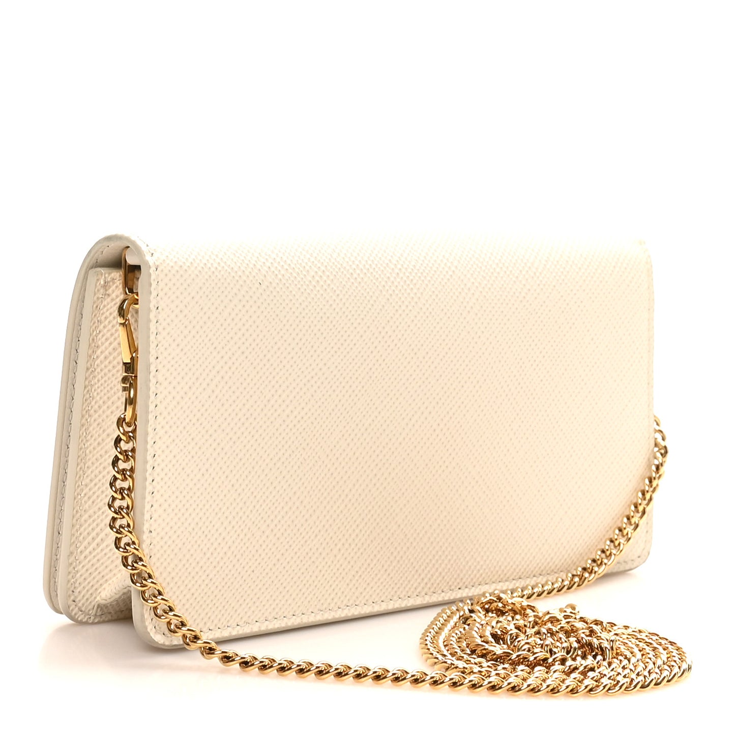 Saffiano Cuir Triangle Logo Miniborse White