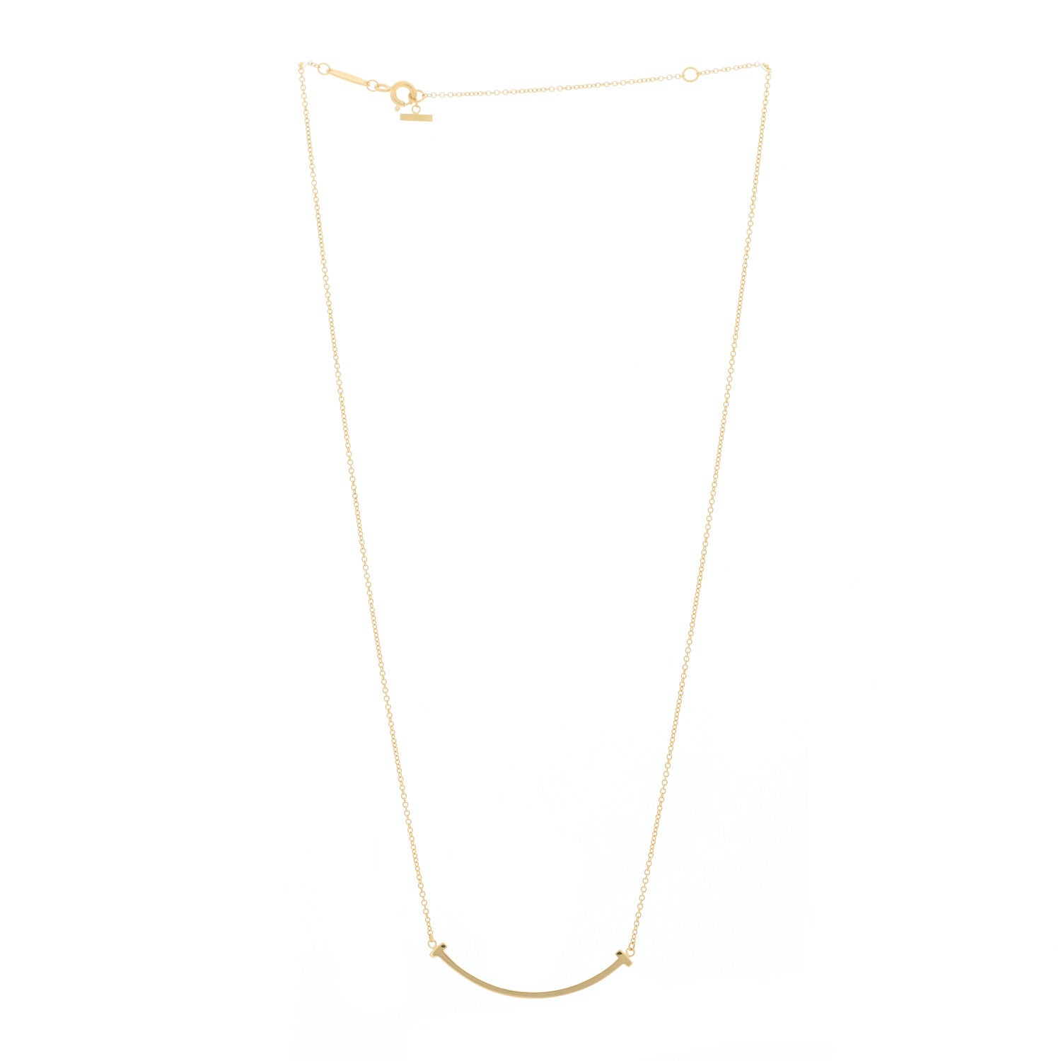 Tiffany 18K Yellow Gold Small T Smile Pendant Necklace 2 of 5