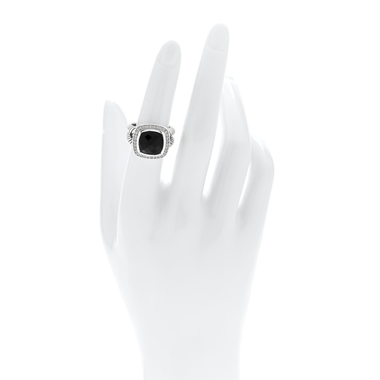 Sterling Silver Diamond Black Onyx 11mm Albion Statement Ring 52 6