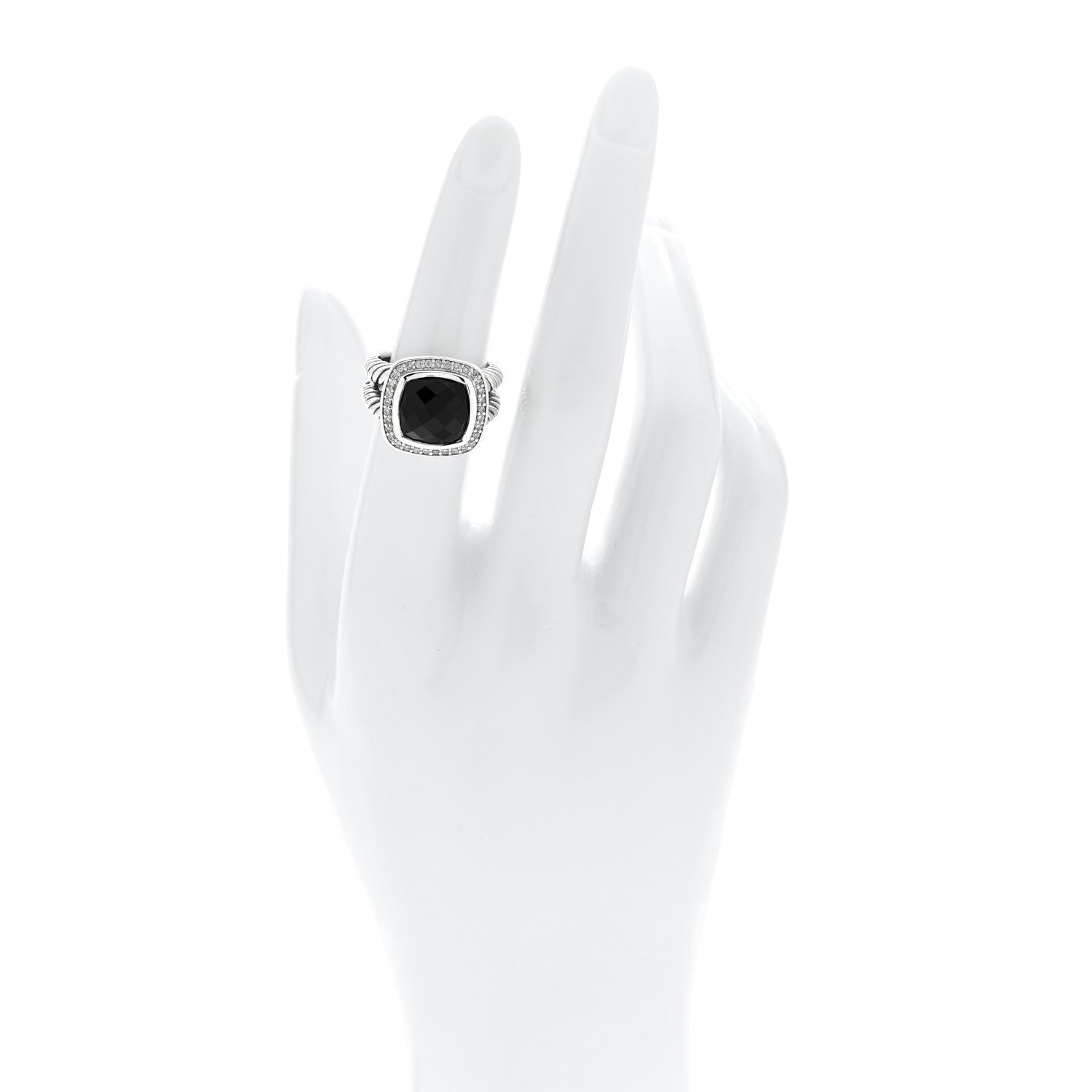 David Yurman Sterling Silver Diamond Black Onyx 11mm Albion Statement Ring 52 6 2 of 5