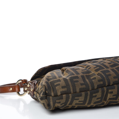Fendi Zucca Calfskin Crocodile Embossed Small Chef Shoulder Bag Tobacco 10 of 11