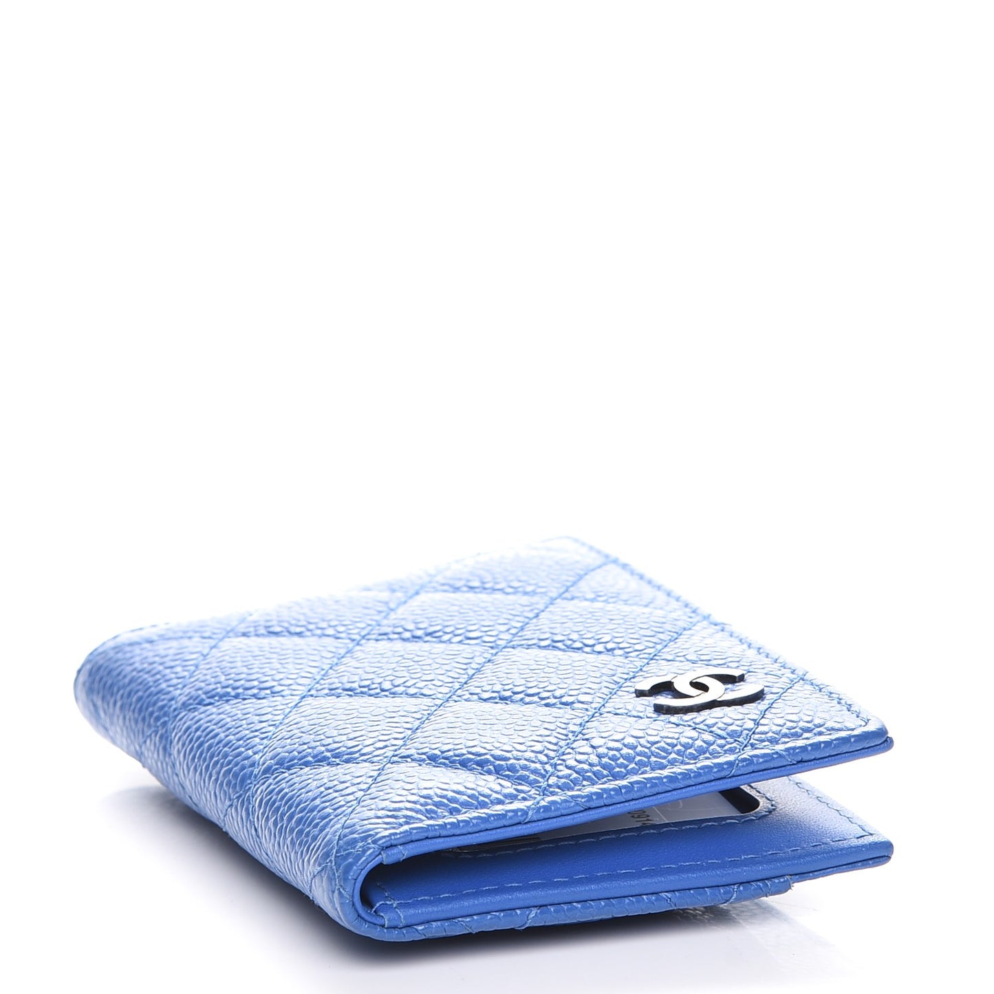 Caviar Quilted Card Holder Blue