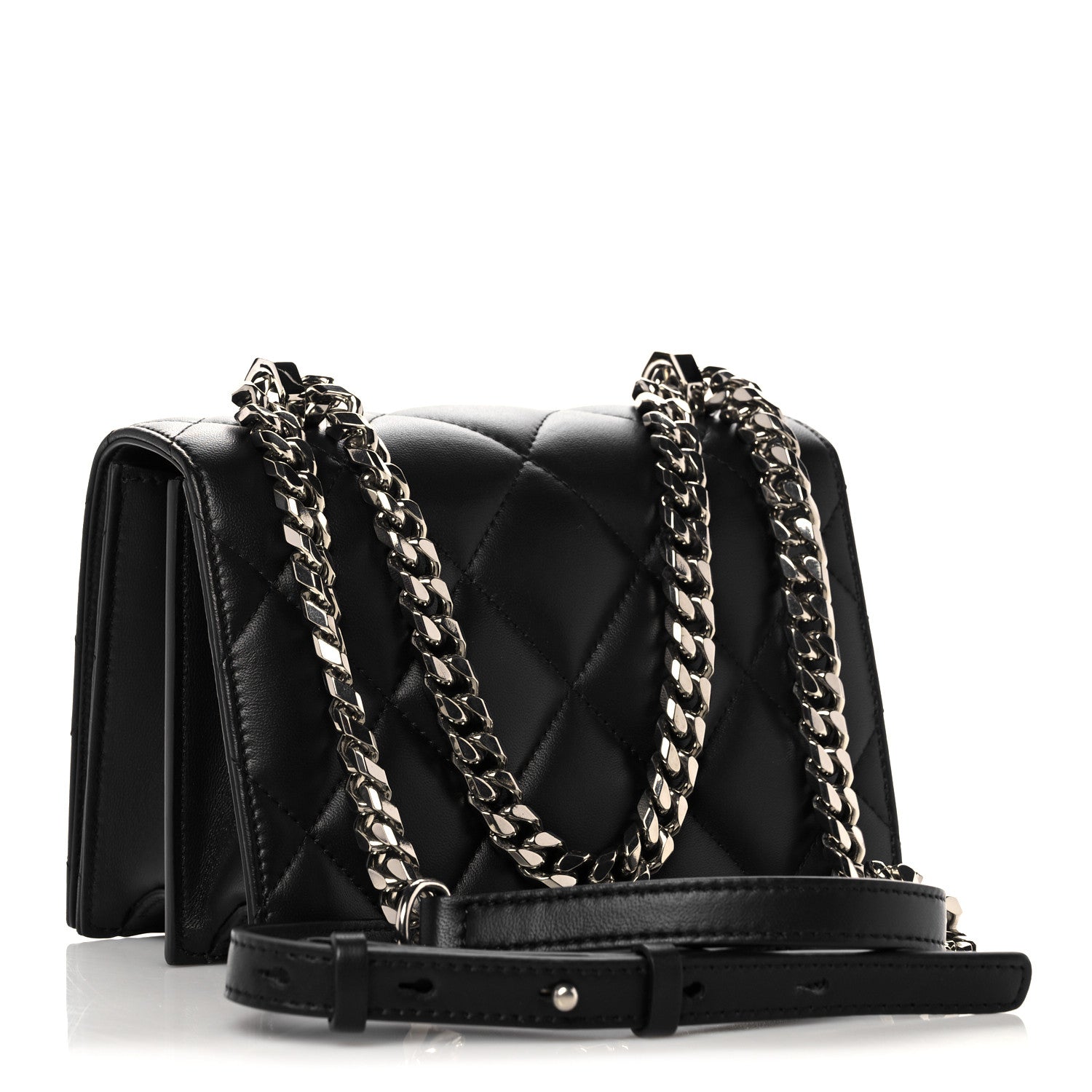 Alexander McQueen Lambskin Quilted Knuckle Shoulder Bag Black 3 of 10