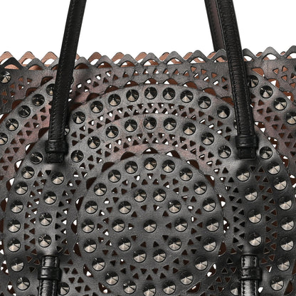 Alaia Calfskin Laser Cut Studded Mina 32 Tote Tote Black 8 of 12