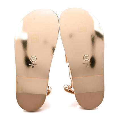 Chanel Metallic Laminated Calfskin Velcro Dad Sandals 35 Golden 5 of 8