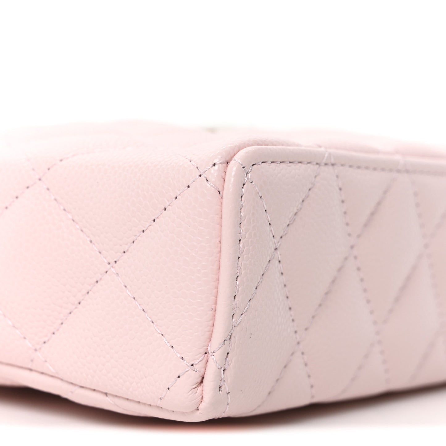 Caviar Quilted Top Handle Slim Vanity With Chain Light Pink
