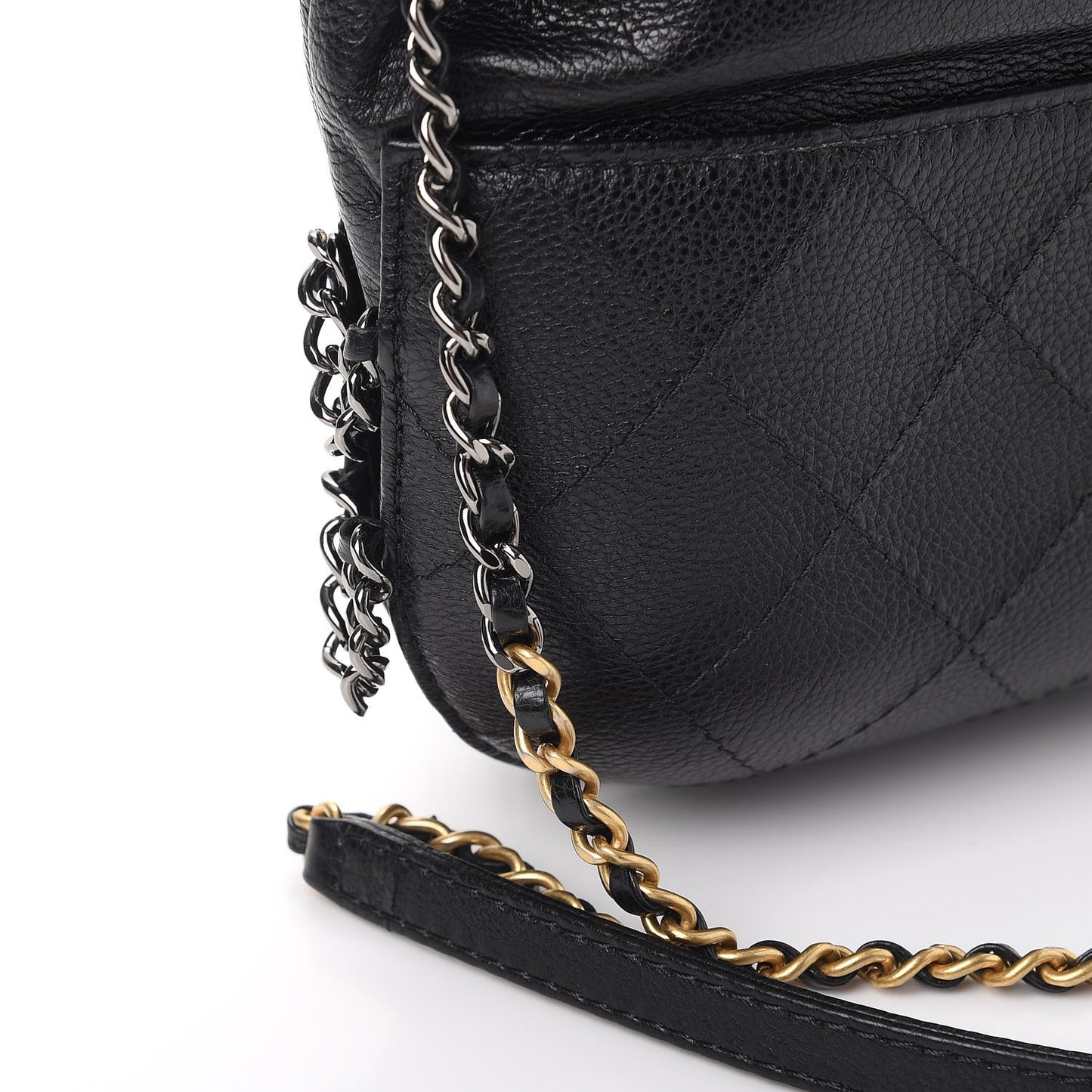 Calfskin Quilted Small Gabrielle Bucket Black