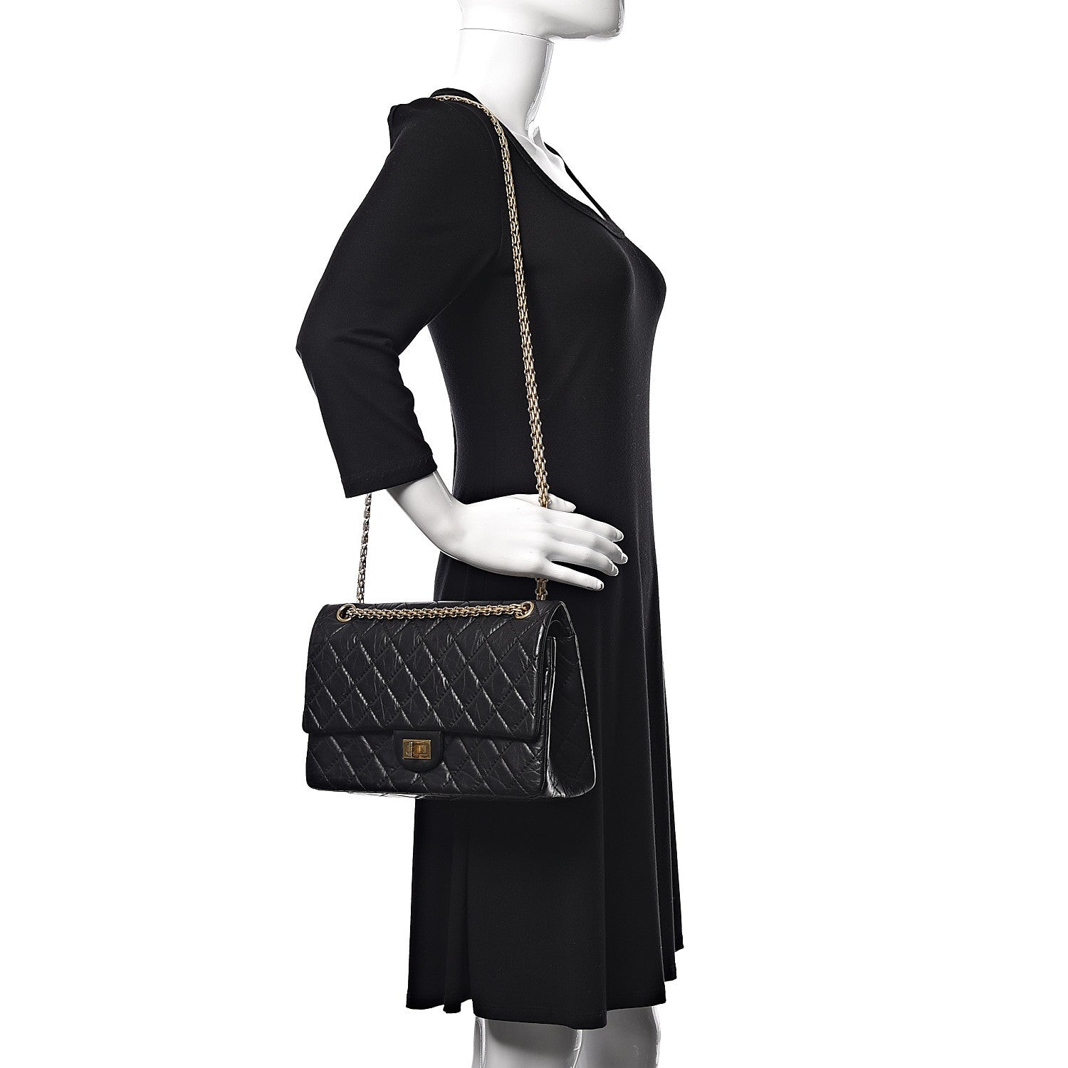 Chanel Aged Calfskin Quilted 2.55 Reissue 226 Flap Black 2 of 11