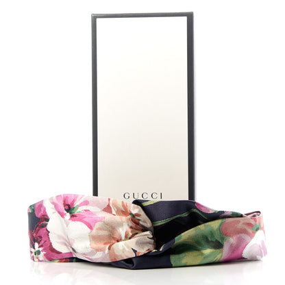 Gucci Silk Blooms Print Duchesse Headband Navy 5 of 5