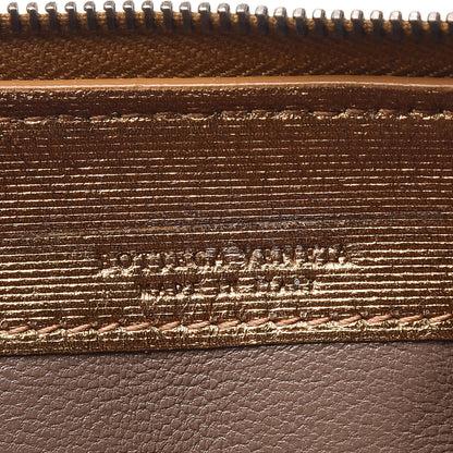 Bottega Veneta Metallic Grosgrain Intrecciato Zip Around Wallet Dark Gold 8 of 11