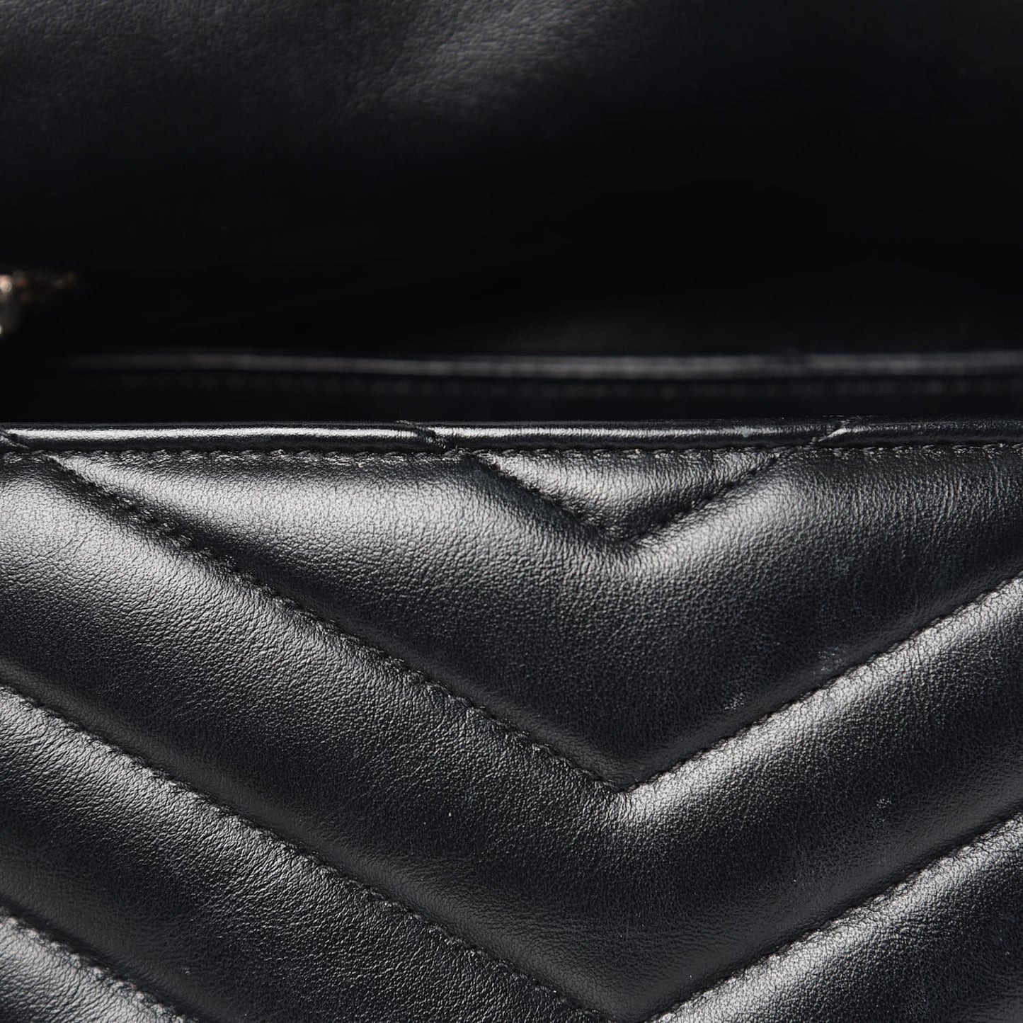Calfskin Y Quilted Monogram Medium Loulou Chain Satchel Black