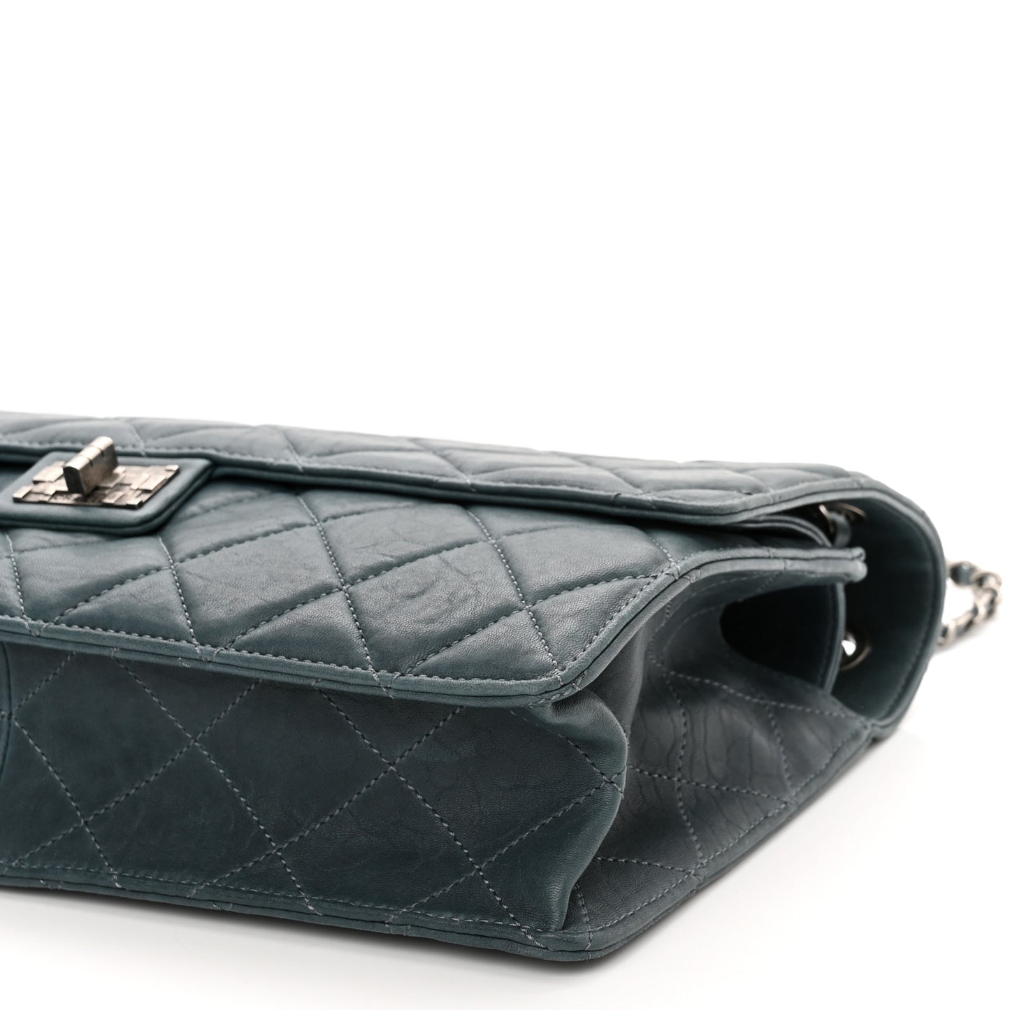 Washed Lambskin Quilted Maxi Take Away Flap Turquoise