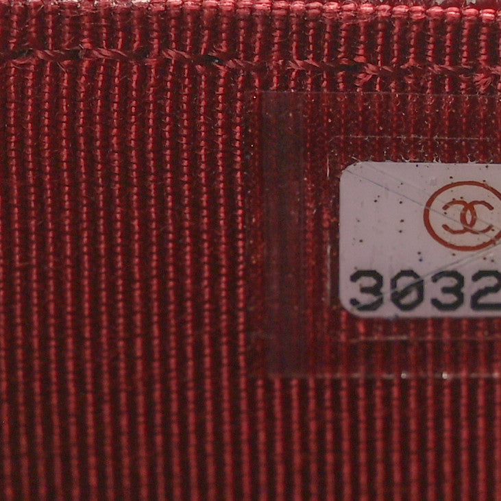 Caviar Quilted Flap Card Holder Wallet Burgundy