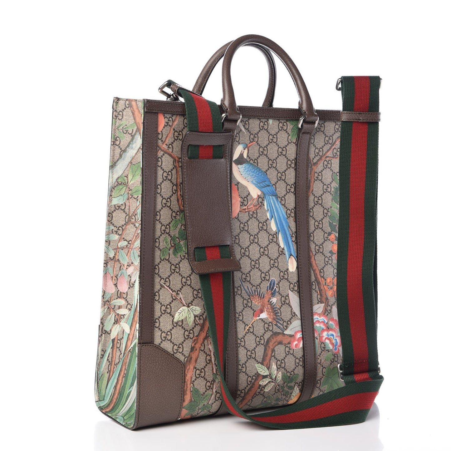 GG Supreme Monogram Tian Web Vertical Tote Beige Multicolor New Acero